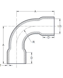 01.00" 90LR BE SCH 10S 316/L